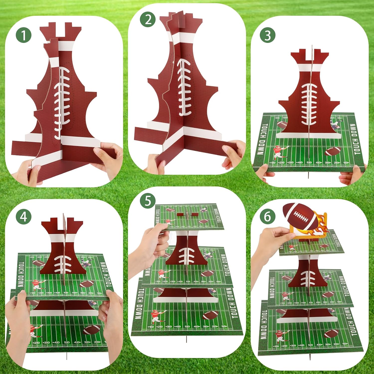 3 Tier Football Cupcake Stand Touchdown Cardboard Dessert Tower Football Theme Party Decorations for Boys Men Sports Birthday Baby Shower Tailgate Party Supplies