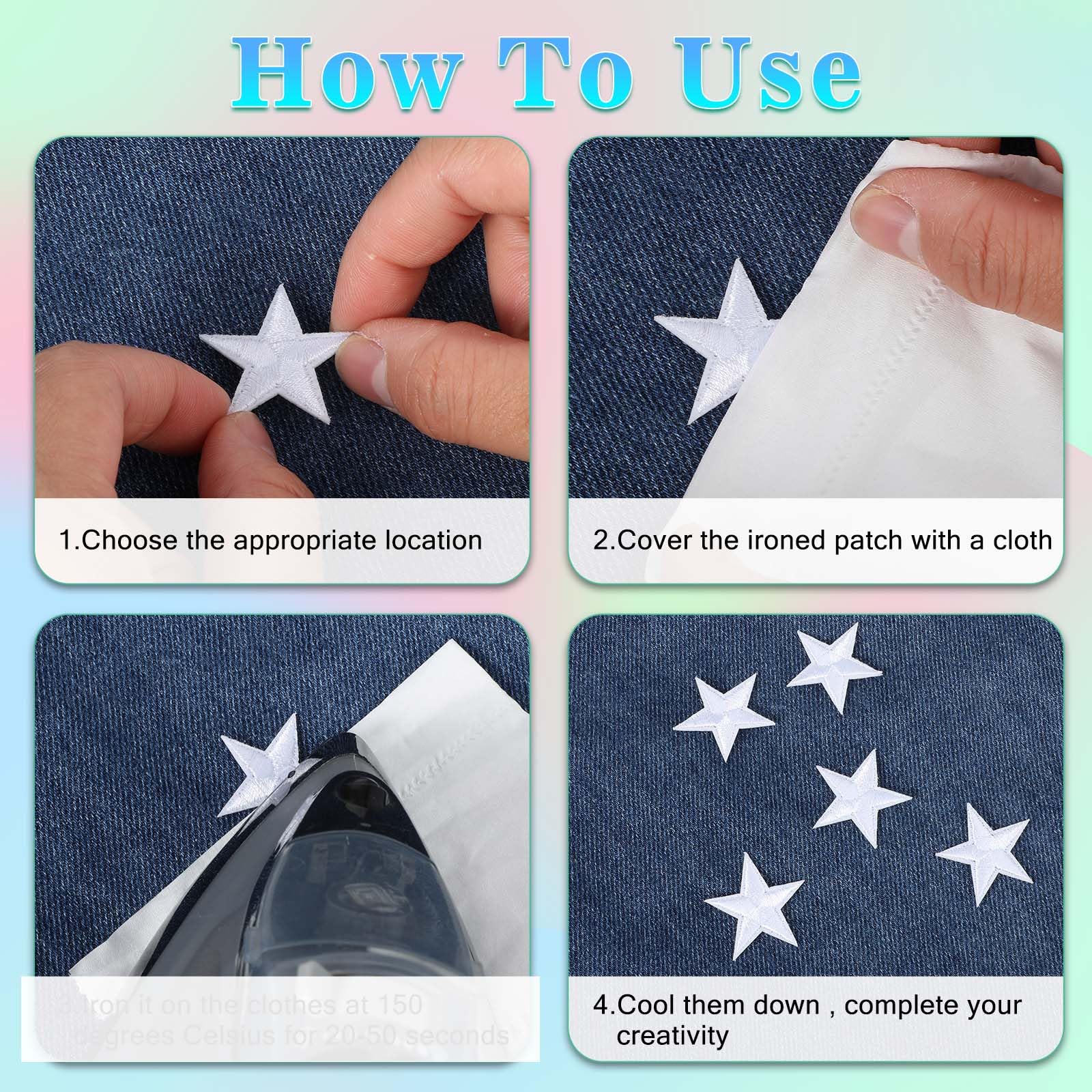 FINGERINSPIRE Pentagramm Aufnäher 12 Stück - Strass Leopardenmuster 85x89mm