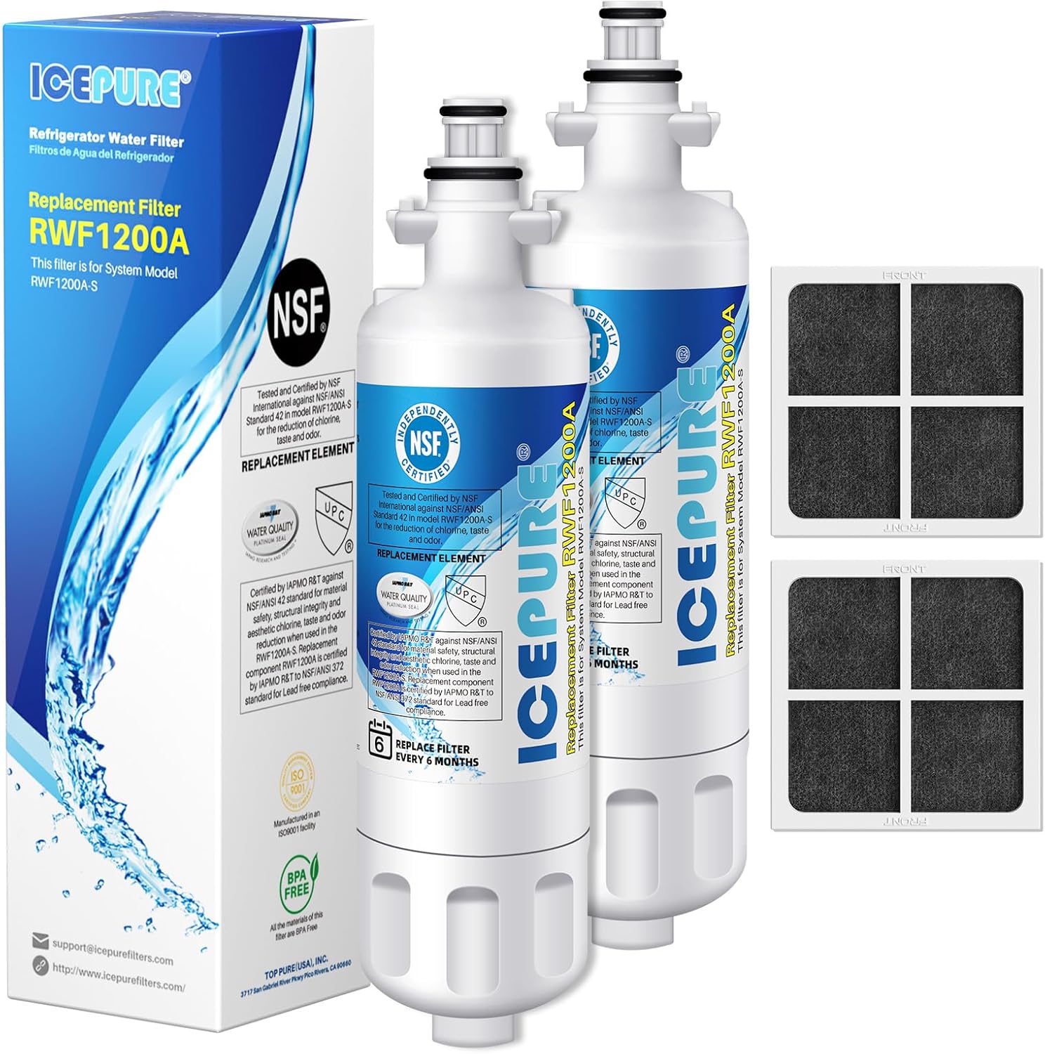 (Incomplete) ICEPURE 46-9690 Replacement for LG LT700P ADQ36006101, Kenmore Elite 46 9690, LFXC24726S, 469690, ADQ36006102 LMXS27626S LFXS30766S Refrigerator Water Filter and LT120F Fresh Air Filter,2Combo Chlorine, Odor Removal