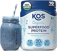 Vista 20 de Proteína Kos en polvo, orgánica, a base de plantas, mezcla de proteínas veganas orgánicas crudas, 1.3 libras, 15 porciones