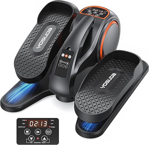 YOSUDA Elíptica para debajo del escritorio con resistencias de 10 niveles, ejercitador de piernas elipse motorizado para personas mayores totalmente