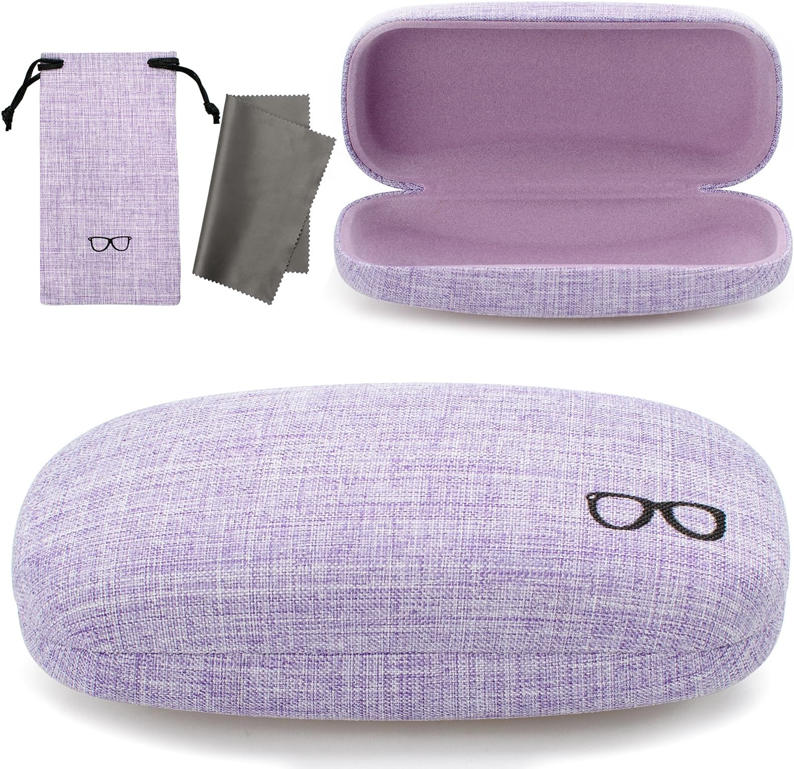 Hard Shell Sunglasses Case, Large Linen Fabric Protective Glasses Case for Men Women, Durable