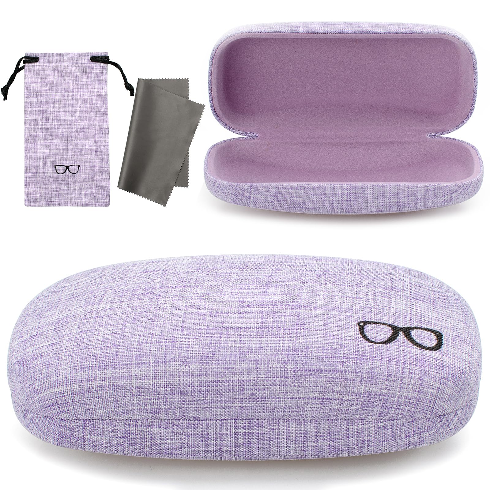 Hard Shell Eyeglasses Cases, Linen Fabrics Protector Sunglasses Case, Large Glasses Case