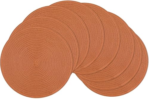 Miniatura 79 de SHACOS Juego de 6 manteles individuales redondos trenzados de 15 pulgadas antideslizantes resistentes al calor de algodón y poliéster, alfombrillas