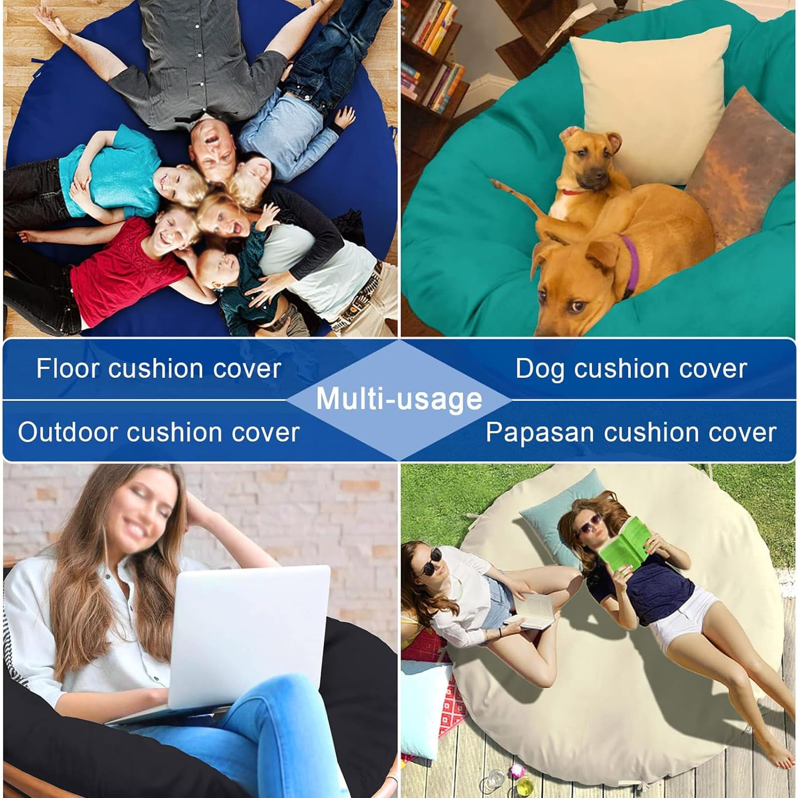 Funda de cojín impermeable para exteriores, cierre de cremallera, fácil de limpiar, funda de cojín duradera para patio, hogar y jardín