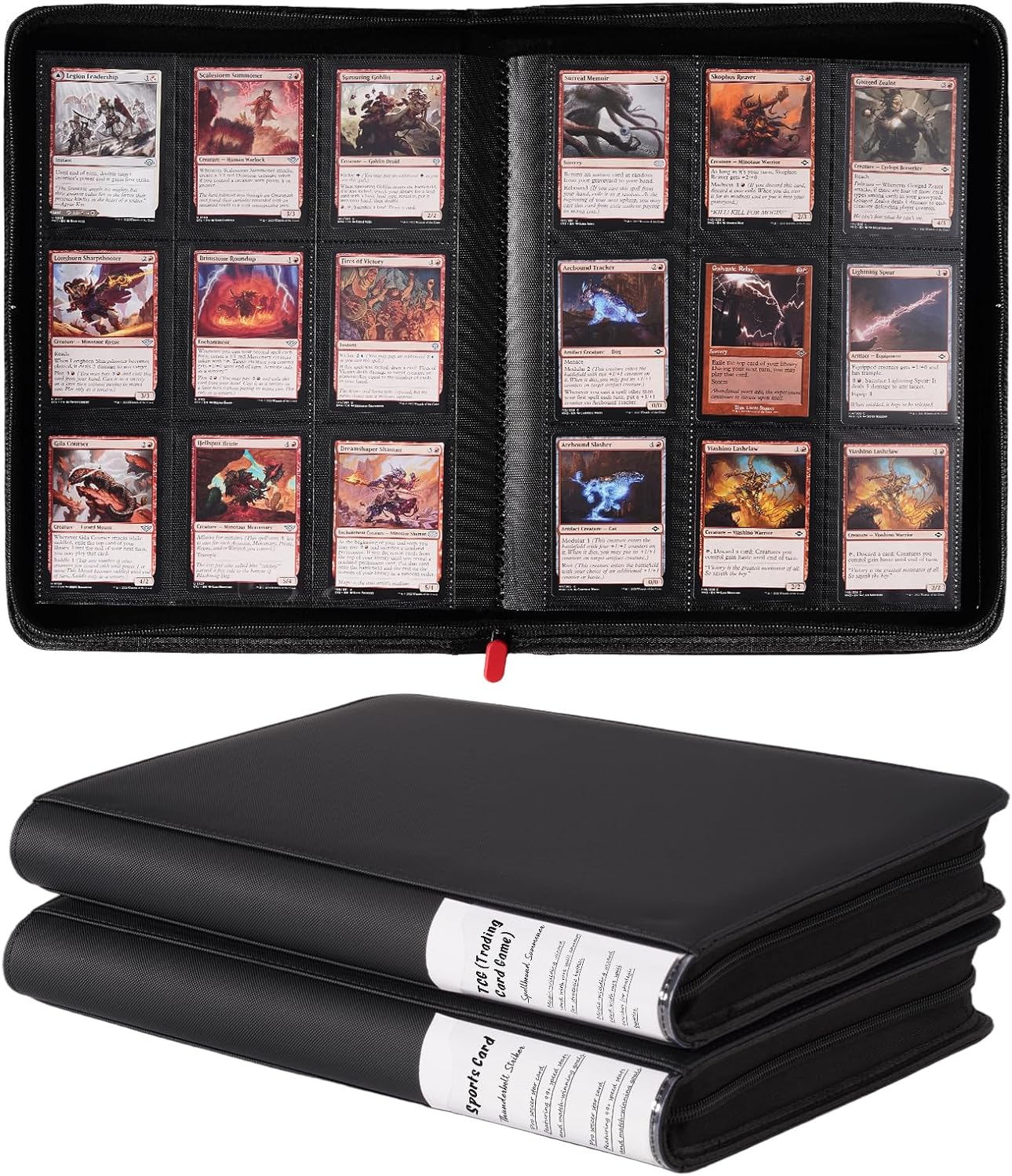 ProCase 2-Pack 9-Pocket Trading Card Binder with Side-Loading Slots, 720 Pockets PU Leather Zipper Album for Sports Cards/TCG/CCG/PKM/MTG/Gaming Cards -Black