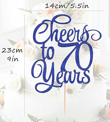 Miniatura 10 de Decoración para tartas de Cheers to 70 Years – Suministros de decoración de pasteles de cumpleaños 70 con purpurina dorada, perfecto para 70