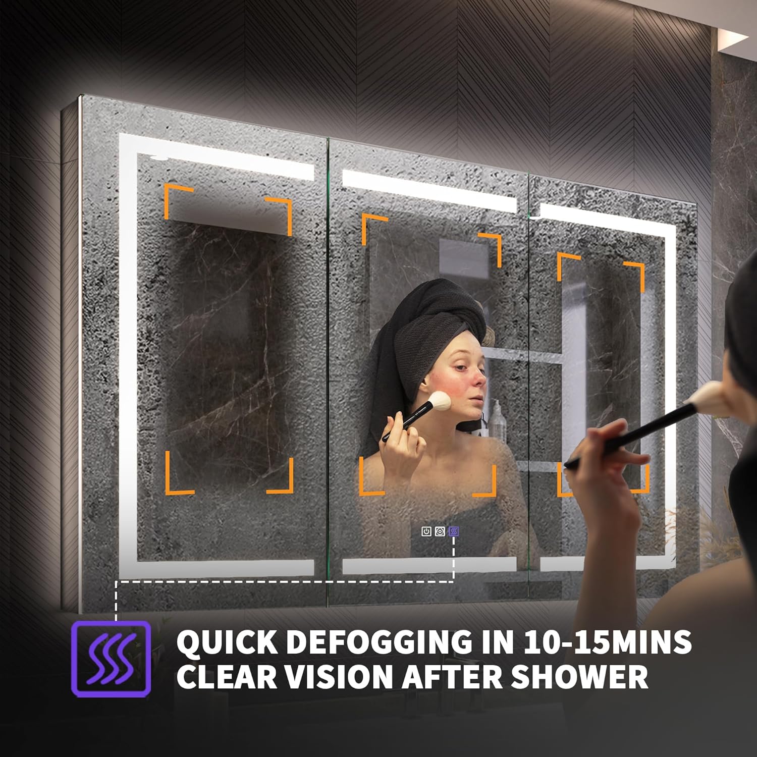 Recessed Medicine Cabinet with Lights, 54x36 Lighted Medicine Cabinet with Mirror, 5XMagnifier, GFCI Outlet, Soft-closed, Front&Backlit, Anti-Fog, Dimmable&Tunable, Sensor Lights, Adjustable Shelves