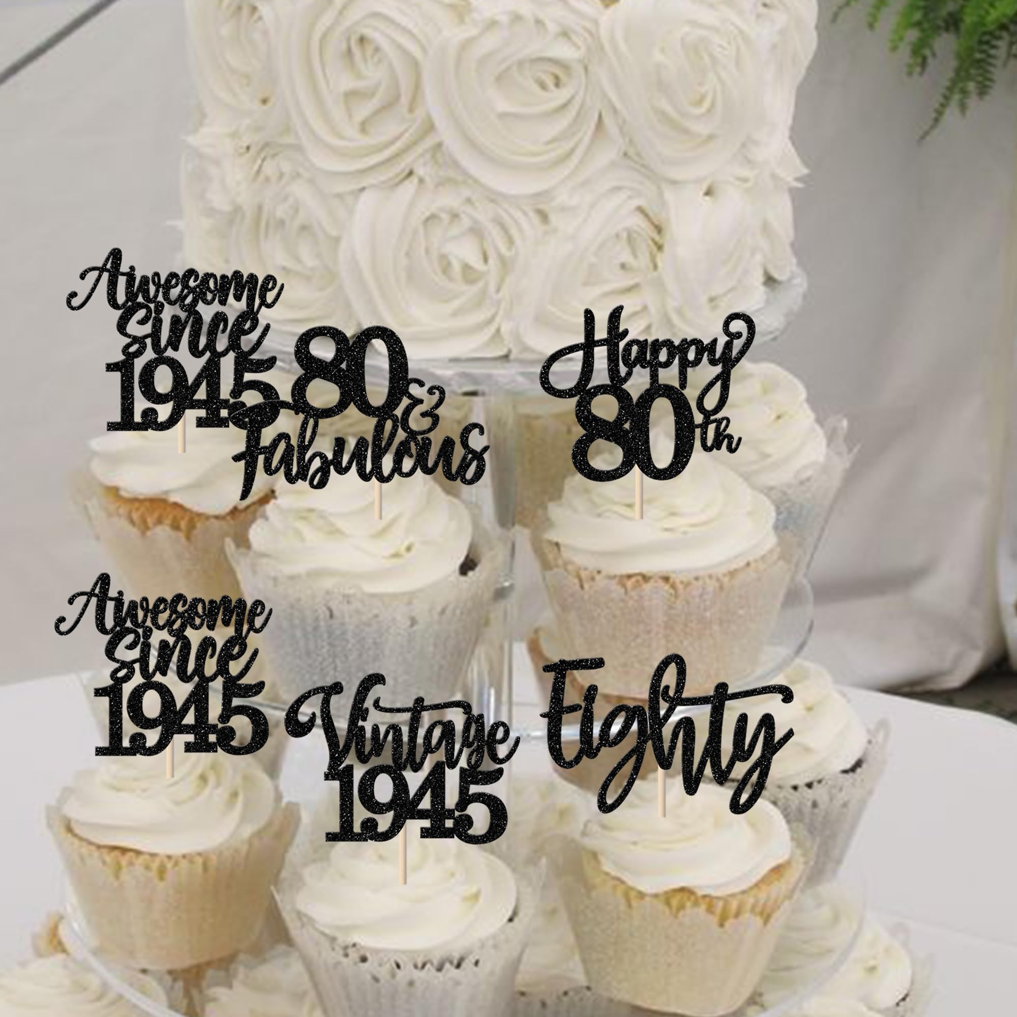 30 Stück Cupcake-Topper „Happy 80th Birthday“ – Glitzernde Deko Für 80. Geburtstag & Vintage-Party