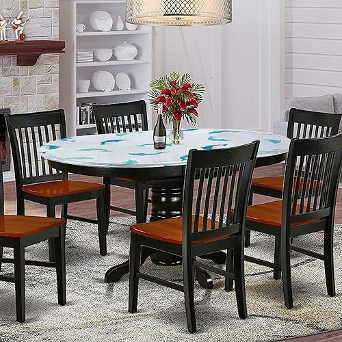 Miniatura 9 de Oval Fitted Tablecloth, Sea Animals Decor Elasticized Polyester Table Cover,Three Orca Killer Whalesin Different Print Fitted Table Cloth, Fits Oval