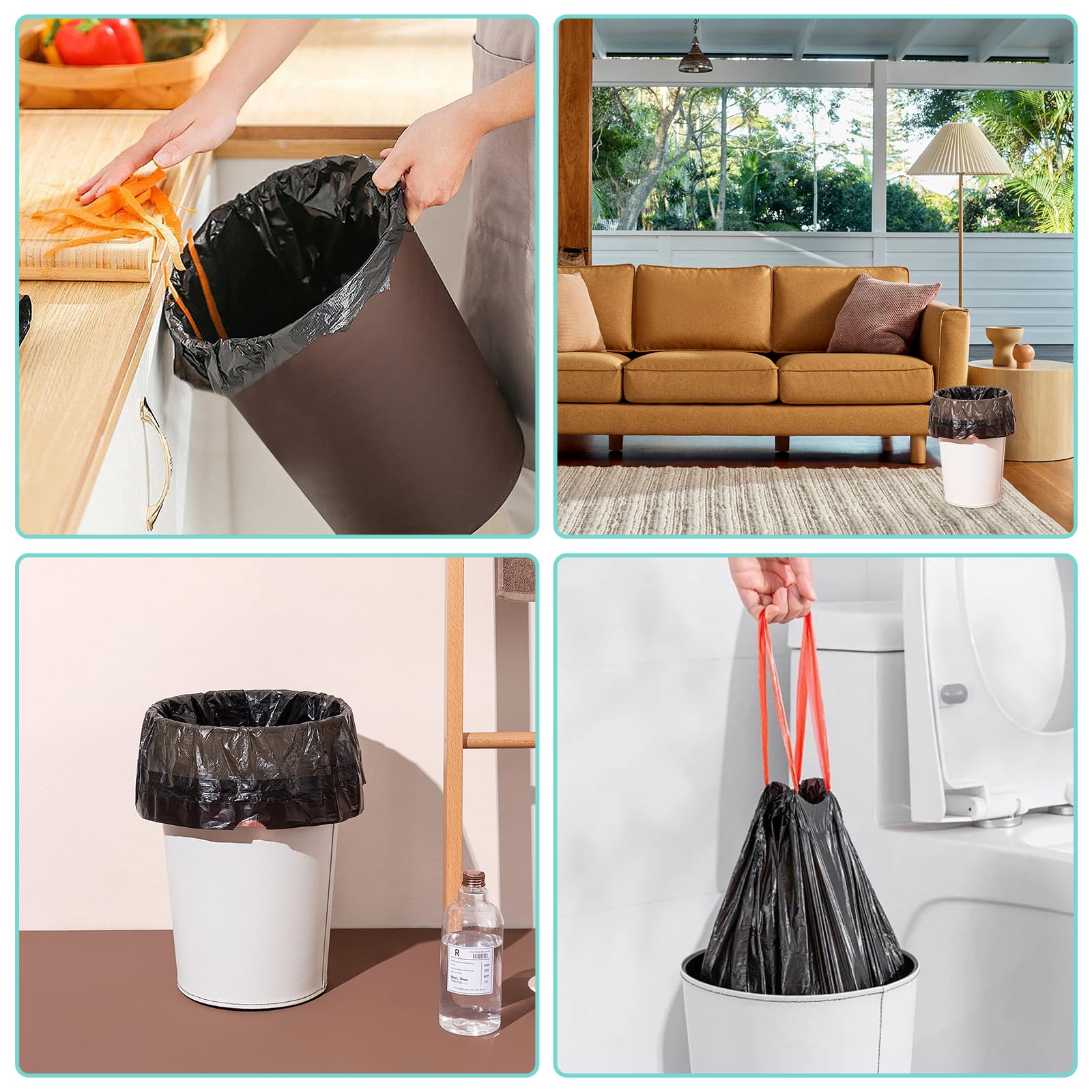 SENENQU 200 Pezzi Sacchi Neri Grandi Resistenti 60 L Spazzatura | Sacchetti Immondizia, Sacchi Spazzatura 60 litri, Buste Immondizia, Resistenti e Antiperdita, con Manici 64x71cm, 10 Rotoli