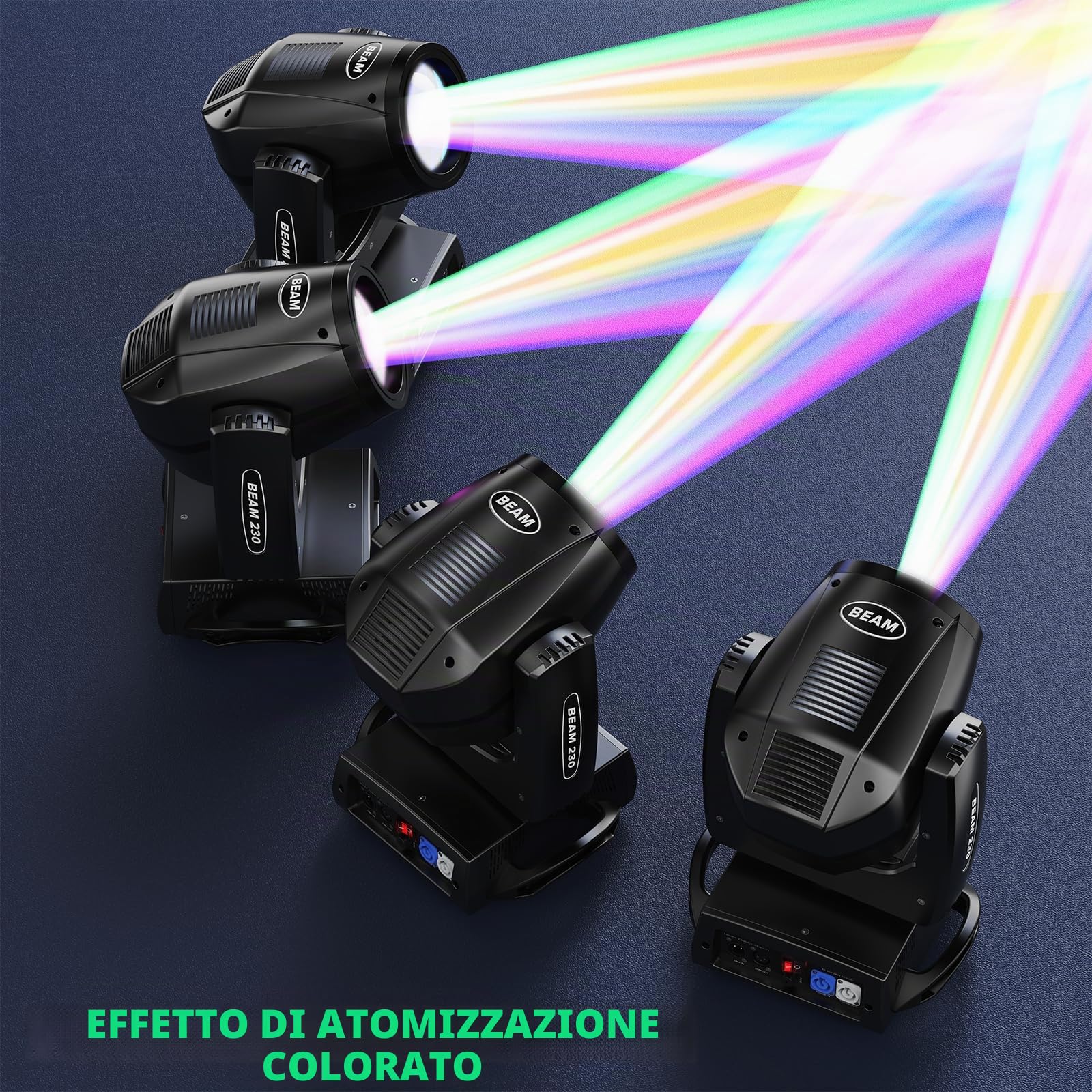 230W 7R LED Teste Mobili, d-mx512 Discoteca Palcoscenico Spot Beam con 24 Prisma 4 Modalità di Controllo Luce Party per Matrimonio DJ Party Live Band Mostra (2 pezzo con flightcase)
