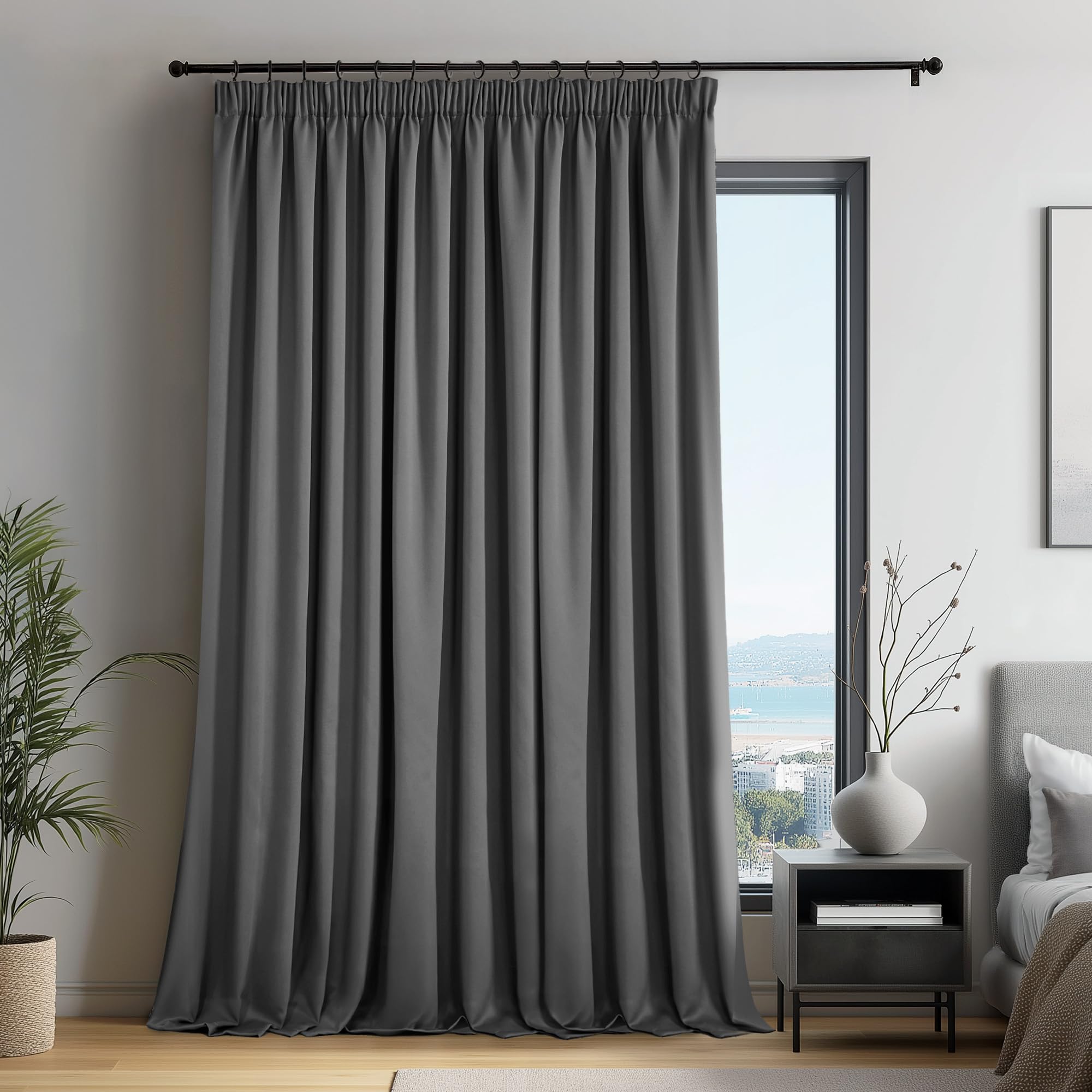Deconovo Solid Blackout Curtains, Pencil Pleated Thermal Insulated Room Divider Curtain for Living Room 118 x 96 Inch - Image 2