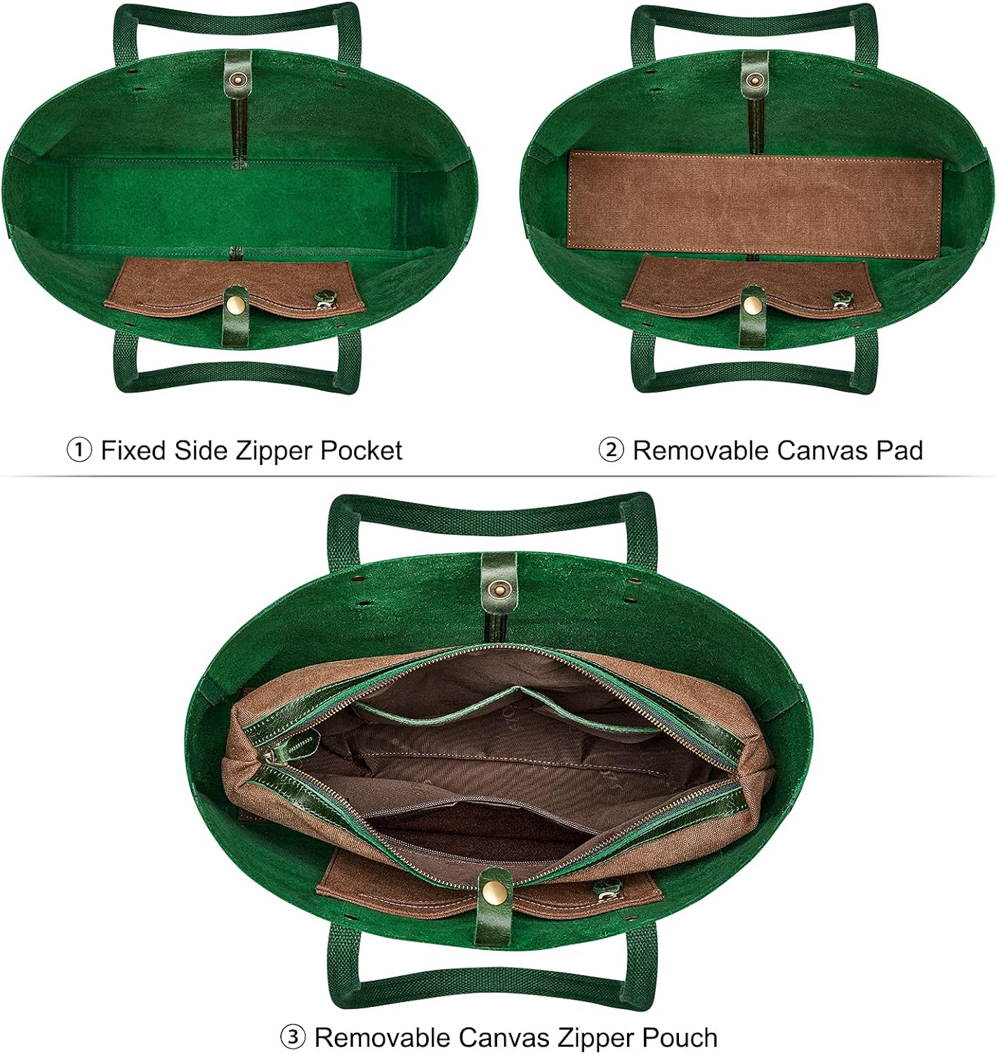 S-ZONE Genuine Leather Shoulder Tote Bag for Women Large Handbag Work Purse | Genuine Leather, Shoulder, Large, Work - Image 4