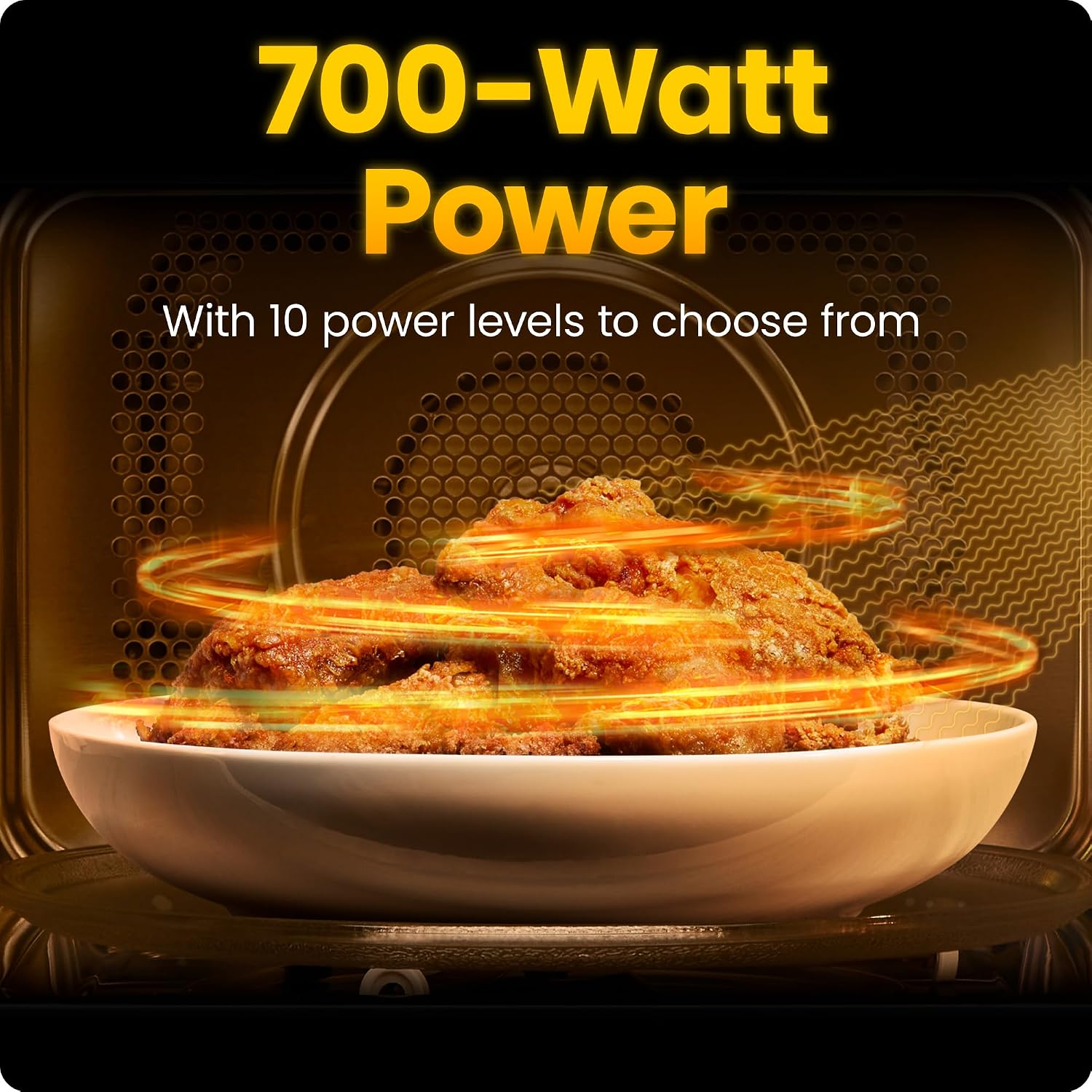 Chefman Countertop Microwave Oven 0.7 Cu. Ft., 700 Watts with 10 Power Levels, 6 Cooking Presets with One-Touch Express Cook, Eco Mode, Child Safety Lock, & Mute Button - Black, view 4