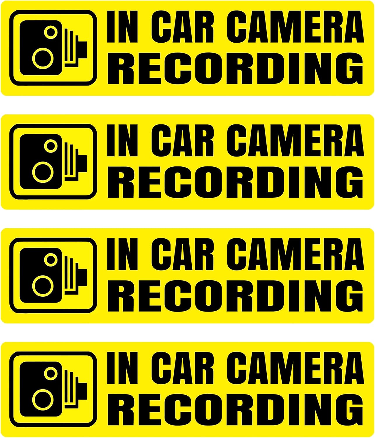 Camera Recording Sticker Pack of 4 in Car Camera Recording Stickers – Self Adhesive Vinyl Dash ...