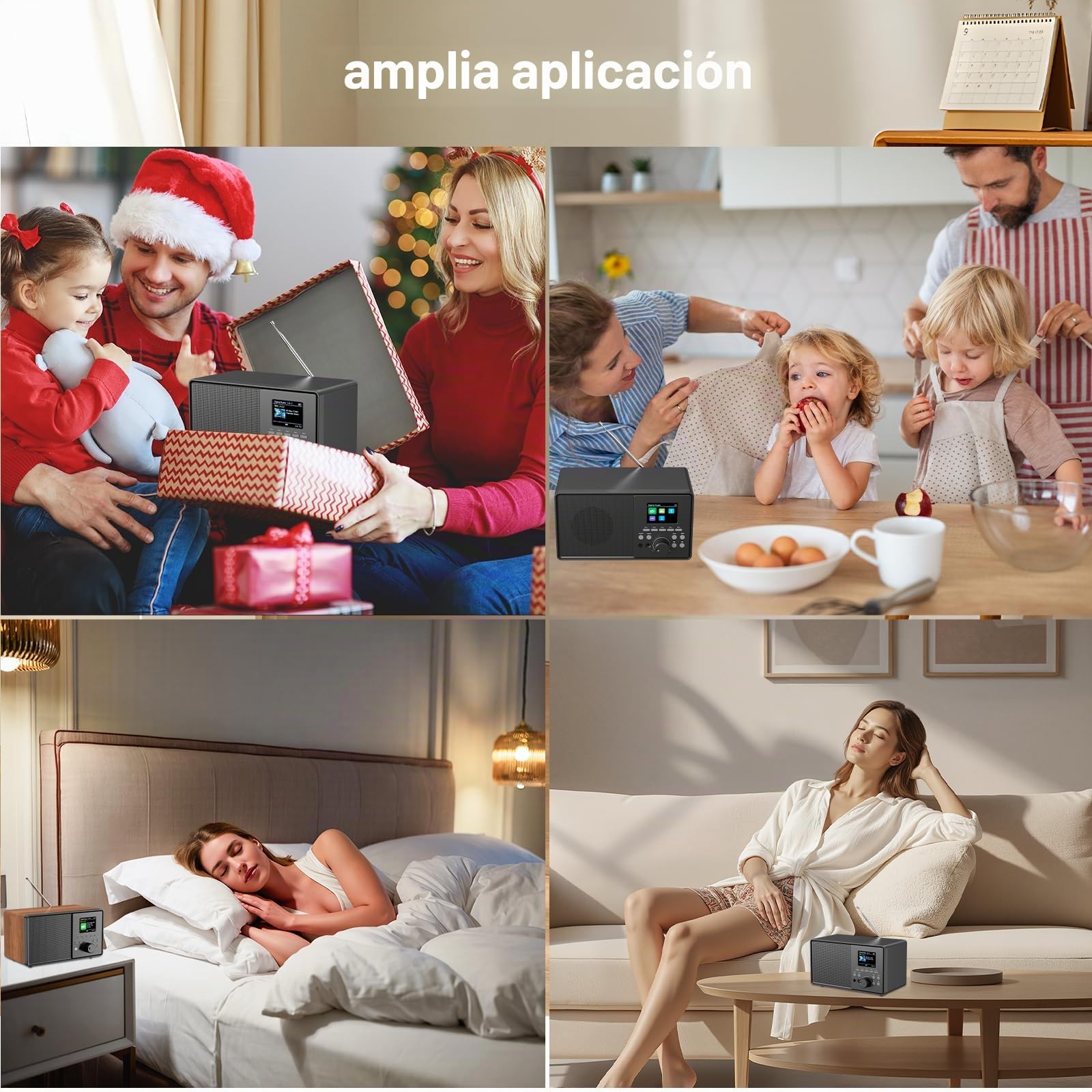 Radio Digital Dab+/FM, Retro Radio Dab Plus con Bluetooth 5.0, USB/AUX, Cocina de Radio con Mando a Distancia, Despertador Dual, Temporizador de Alarma,30 Emisoras Presintonizadas