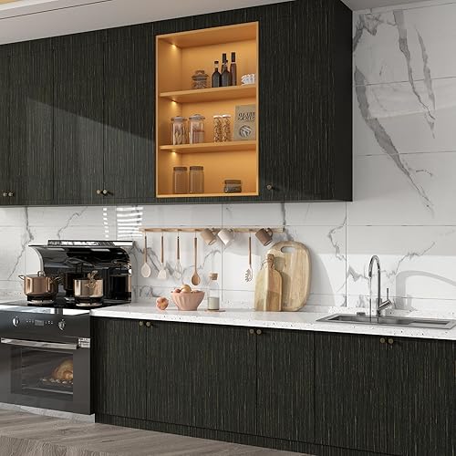 Miniatura 3 de YENHOME Papel tapiz de madera gris de 118 x 30 pulgadas papel tapiz de madera texturizada para pared papel de pared autoadhesivo papel de contacto