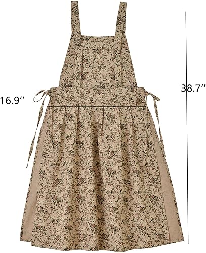 Miniatura 2 de Delantal de cocina para adultos, diseño floral, de algodón, impermeable, ajustable, con bolsillo