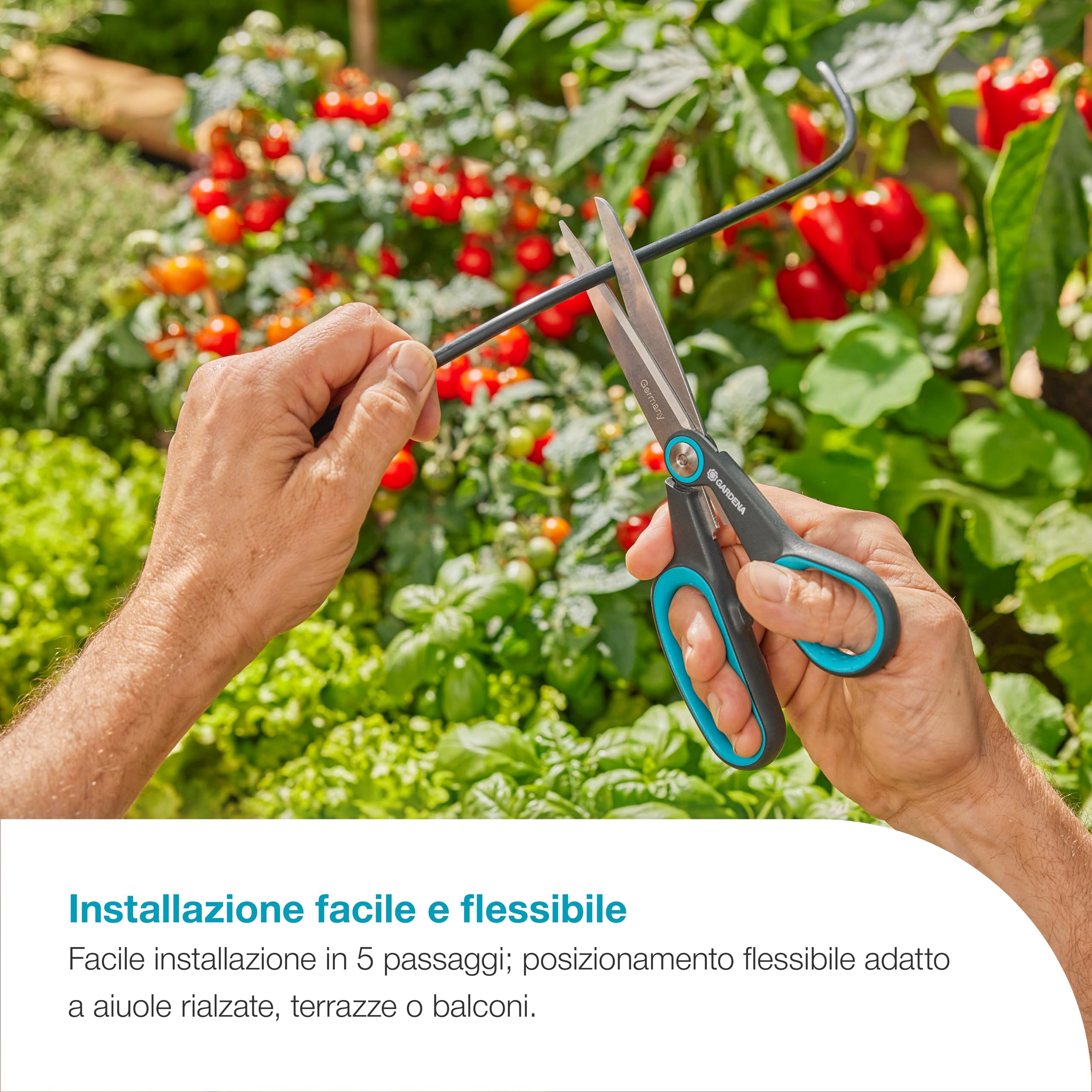 Gardena AquaBloom L Set, sistema di irrigazione autosufficiente per balconi, terrazze e aiuole rialzate, senza allacciamento idrico o elettrico, fornisce fino a 30 piante (13330-20)