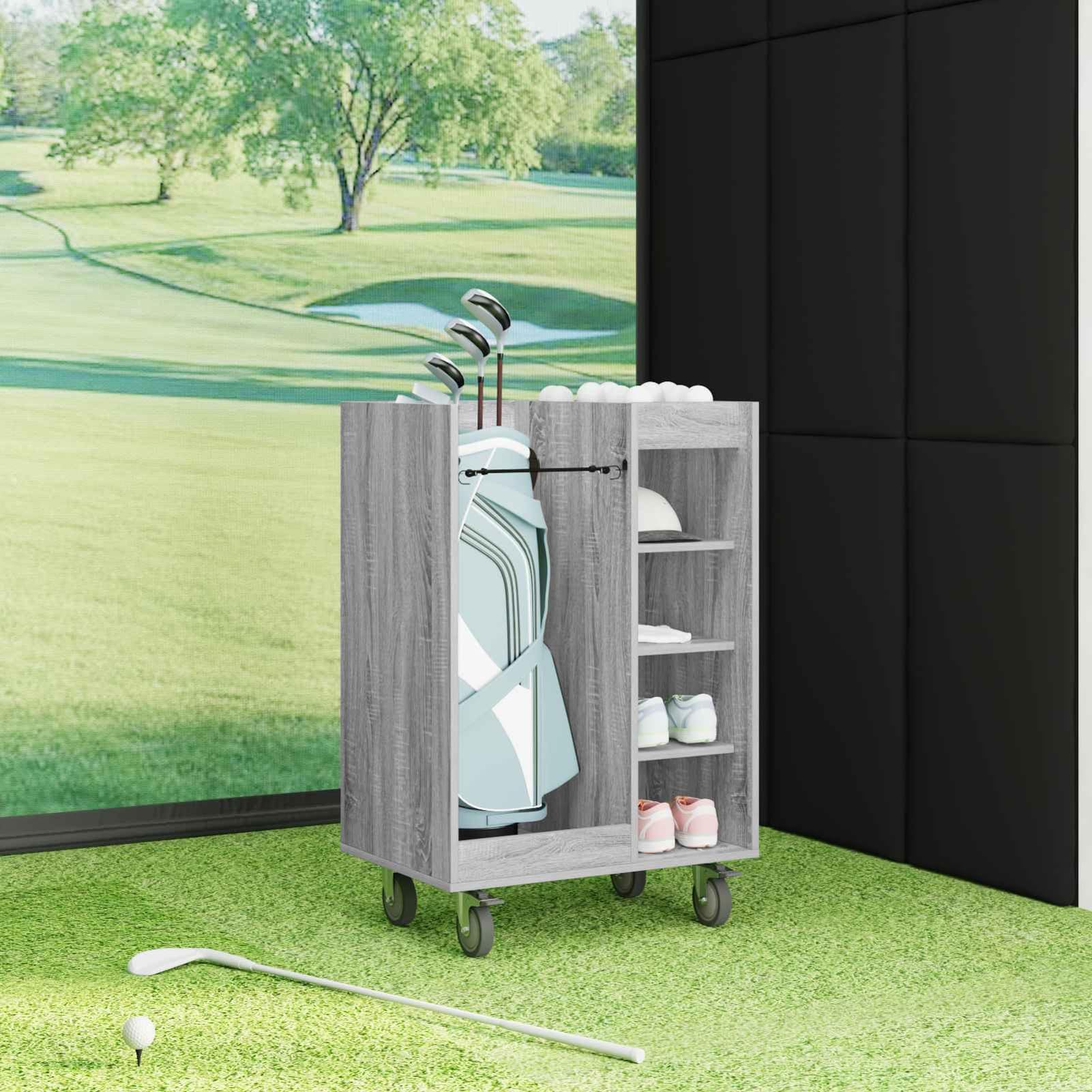 Gecheer Golf-Schrank Uni Grau, 65 x 45 x 98 cm, Holz, Stauraum für Golfzubehör, für Garage und Wohnraum