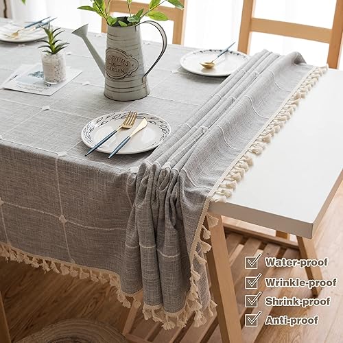 Miniatura 4 de Pahajim - Mantel rectangular de peso de lino y algodón, resistente al polvo, para fiestas, para la cocina, para cenas