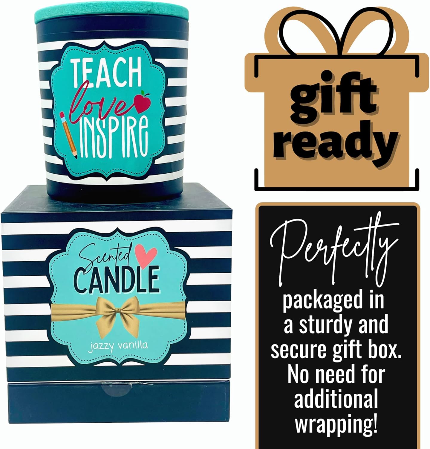 Brooke & Jess Designs Teacher Appreciation Candle - Jasmine Vanilla Scented - 8 oz Jar Candle - Image 6