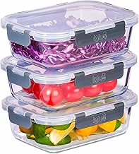 Igluu Meal Prep Glass Containers with Lids (3 Pack) – Airtight & BPA-Free – Oven, Microwave, Freezer and Dishwasher Safe – 1050ml – Durable Borosilicate Glass