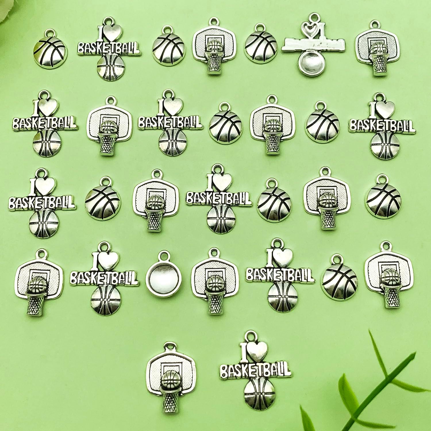 Sailanzi 90pcs Alloy Antique Silver Sports Basketball Set Series Pendant Jewelry Making DIY Keychain Earrings Pendant Various Design Charms for Jewelry Making Bracelets Necklace (SN247) - Image 4