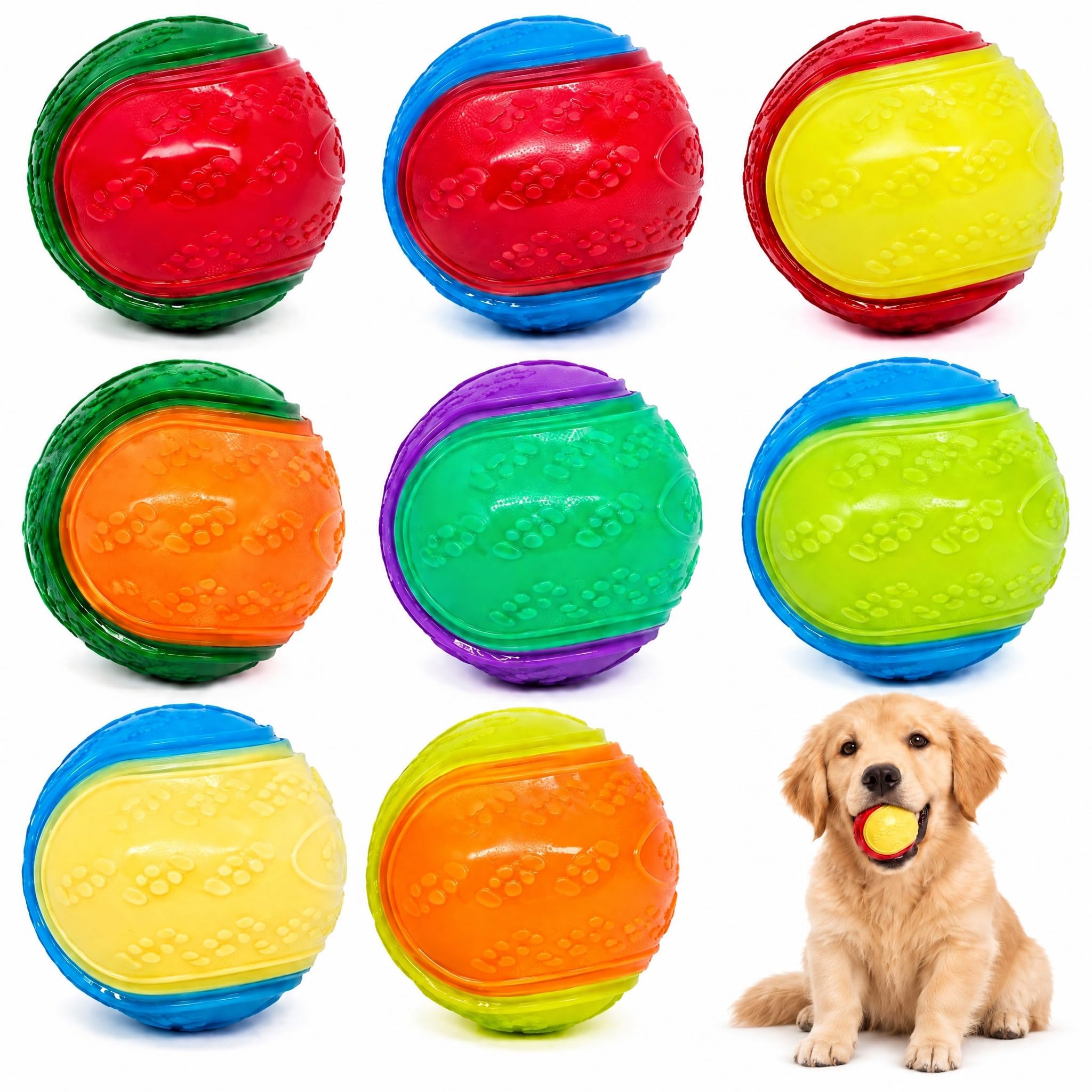 Hawuxrix 8Pcs Squeaky Dog Balls, 5cm Interactive Rubber Puppy Chew Toys