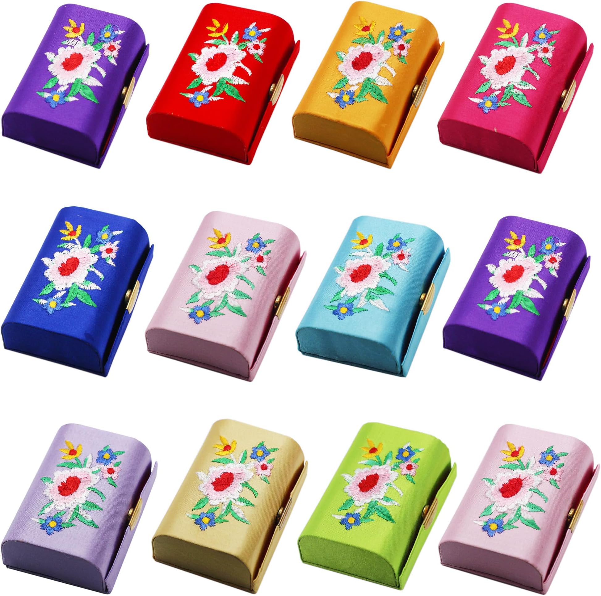 MIAO JIN 12PCS Lipstick case with mirror Double branch, Random color, Embroidery