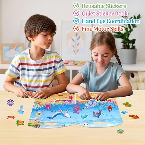 Miniatura 5 de SHANGRLA Adhesivo hinchado reutilizable para niños pequeños  Edades 2-4, 3-5  Libro de actividades de calcomanías para niños y niñas de 1-3, 4-8