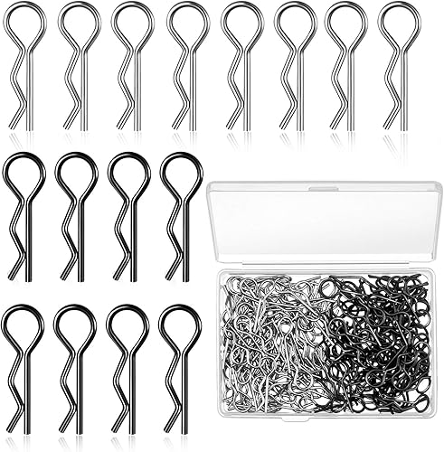 120 clips universales para carrocería Rc para automóvil, acero inoxidable plateado y negro, clips R para escala 1/10 1/12 Redcat Hpi Himoto Hsp