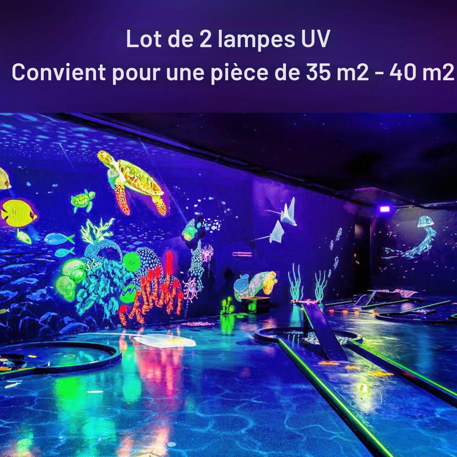 Onforu 20W Lumière Noire LED, Projecteur UV Extérieur, IP66 Étanche Lumiere Noire LED, Eclairage à Effet Ultra-violet pour Soirée, Peinture Fluo, Affiche Fluorescente, Néon, Bar, Fête, Halloween, 2pc