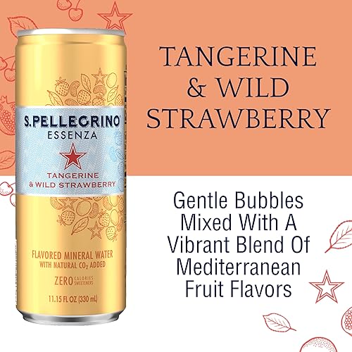 Miniatura 2 de S.Pellegrino Essenza - Agua mineral con sabor a mandarina y fresa silvestre, 11.15 onzas líquidas, 24 latas