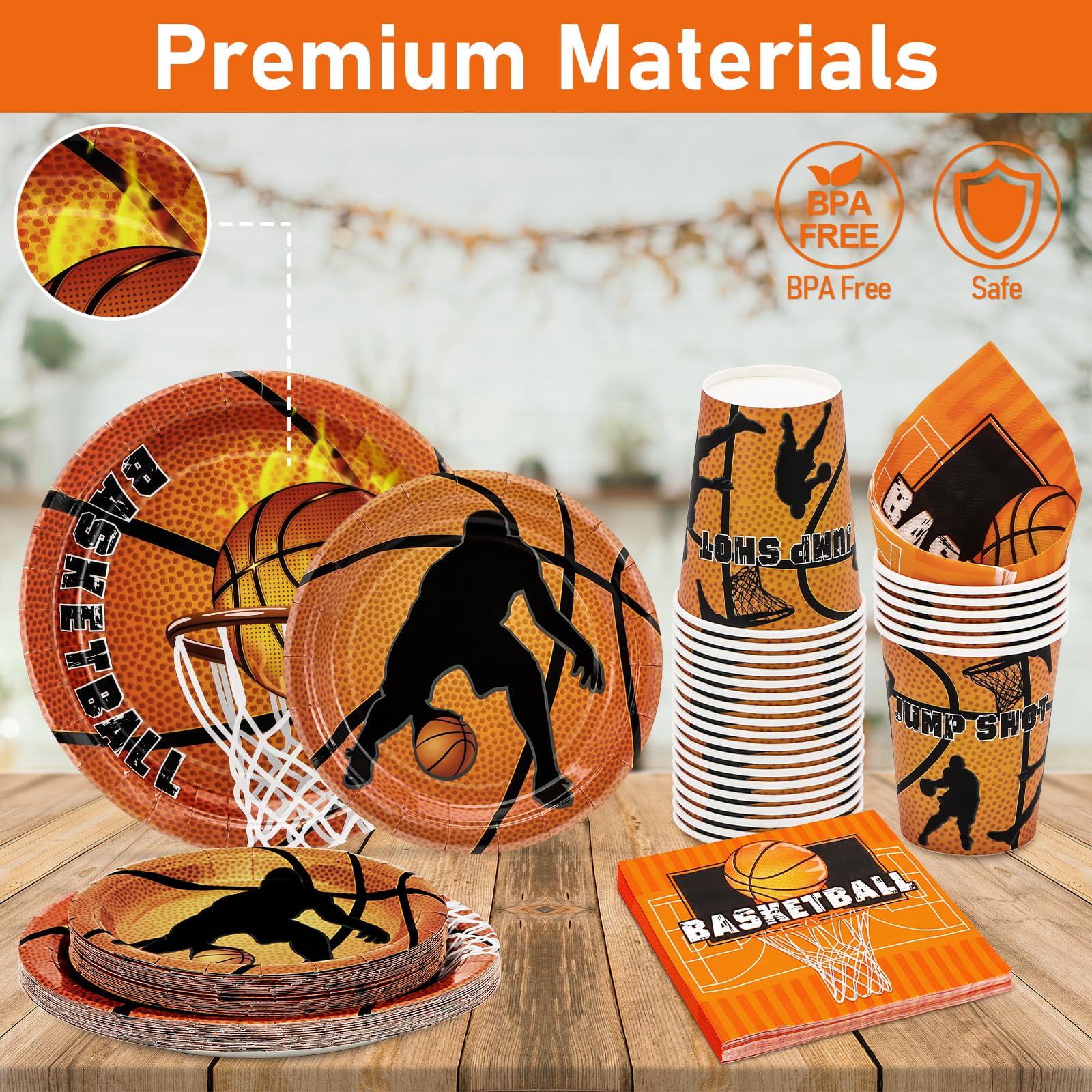 96 pezzi NBA Basket Stoviglie Accessori con piatti di carta Tazze e tovaglioli per NBA Sport Temed Compleanno Baby Doccia Decorazioni