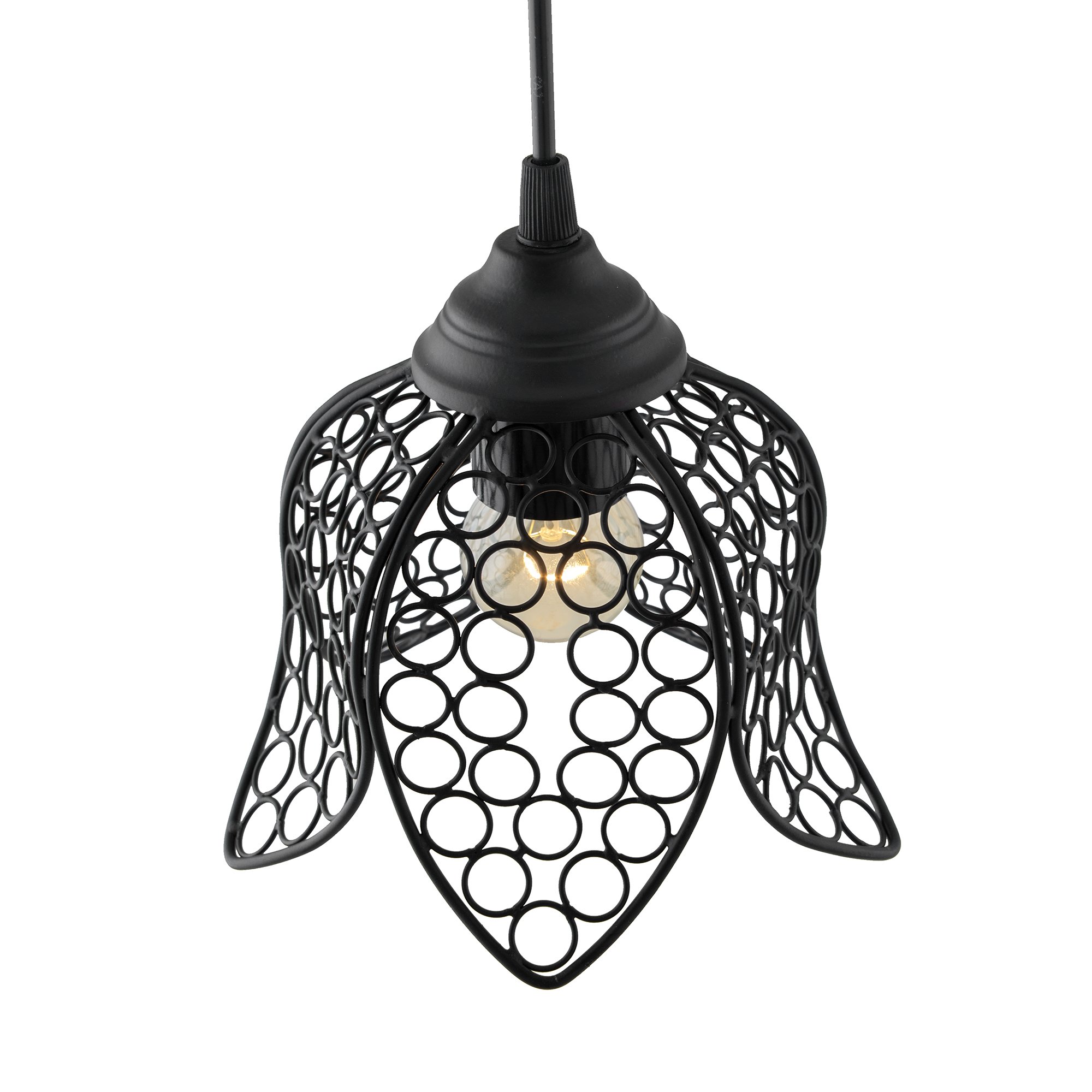 Homesake Hanging Black Steel Lotus Light, Hanging Ceiling Light - Decorative Lights for Home Decor Items - Living Room - Image 3 thumbnail