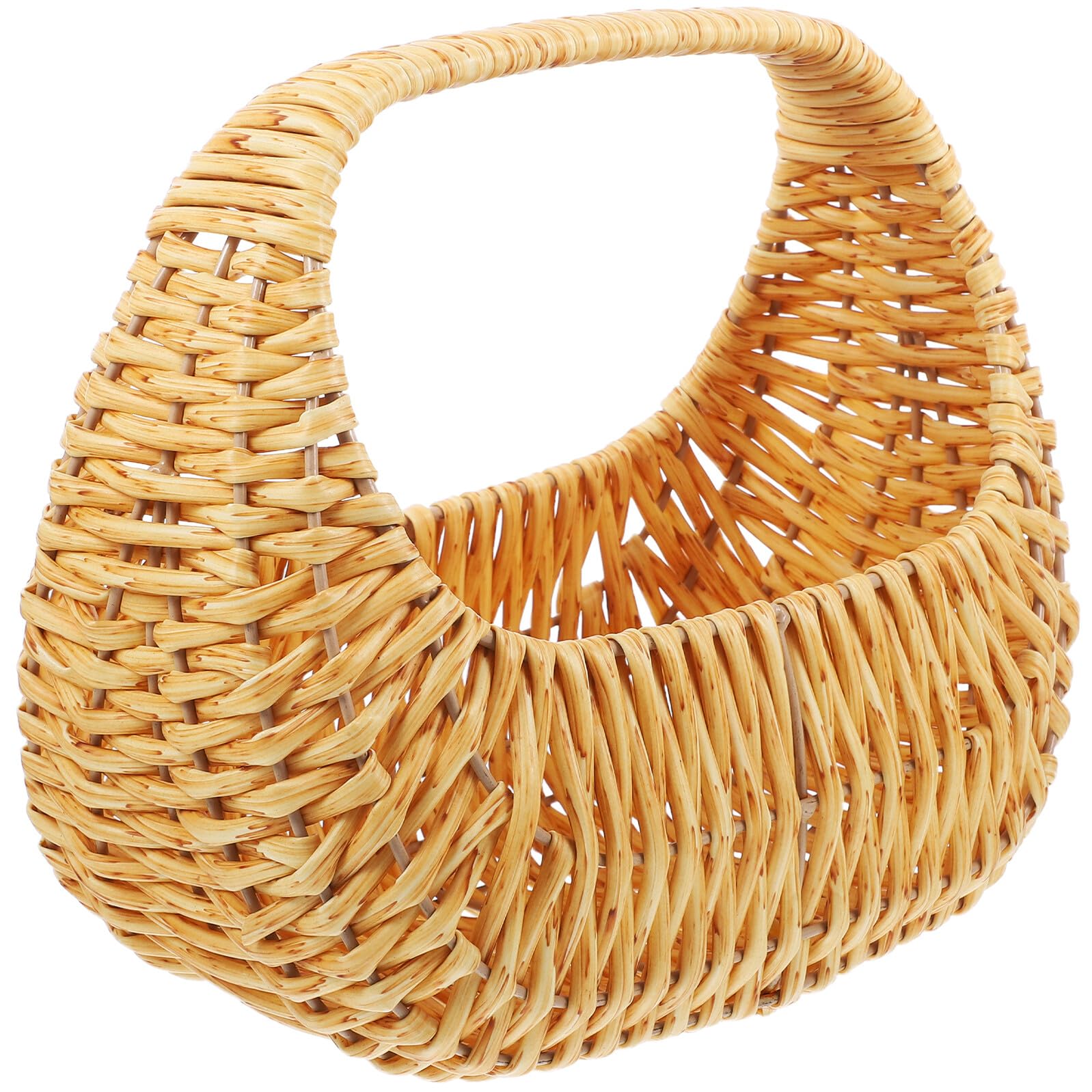 SHINEOFI Handgewebter Blumenmädchenkorb aus Pp Eisen Vintage Beige Tragbarer Picknick und Aufbewahrungskorb für Hochzeit Dekoration