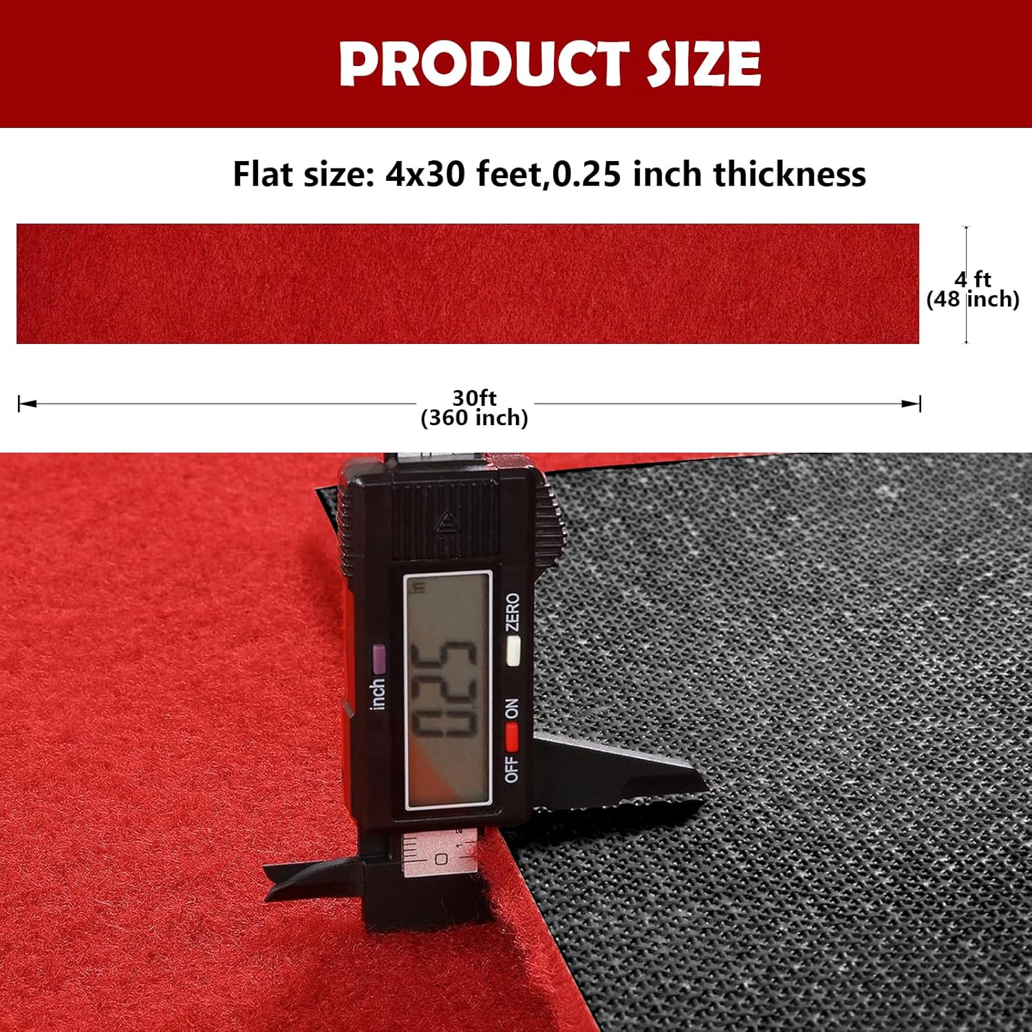 450 gsm extra thick waterproof red carpet runner for events decorations, 4x30 ft not slip red runner aisle runway rug for wedding, party, banquet, activity entrance and special events decorations red 4' x 30' (runner)
