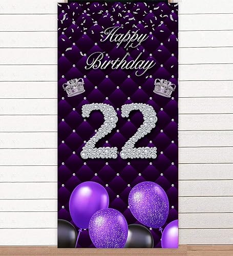 Miniatura 7 de Globos de fondo de pancarta morada de feliz cumpleaños número 50 para cabina de fotos, decoración temática de corona plateada para mujer, 50 años,