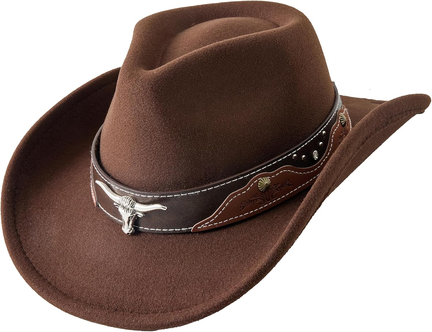 Jastore Kids Girls Boys Cowboy Cowgirl Hat Western Wide Brim Felt Fedora Hat with Buckle Belt
