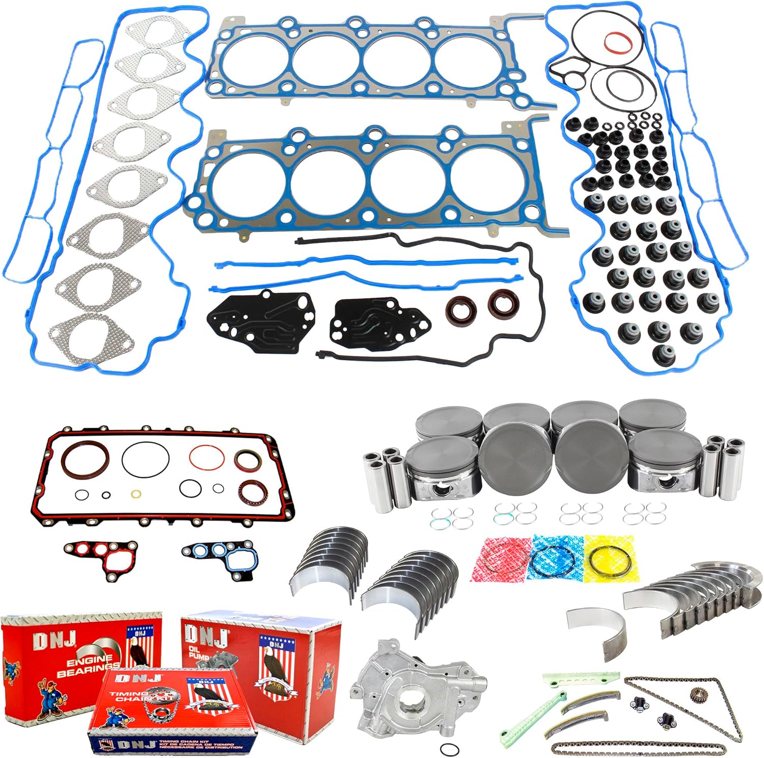 DNJ EK4217M Master Engine Rebuild Kit for 2009-2010 Ford, Mercury Explorer, Explorer Sport Trac, F-150 4.6L V8 24V SOHC 281cid