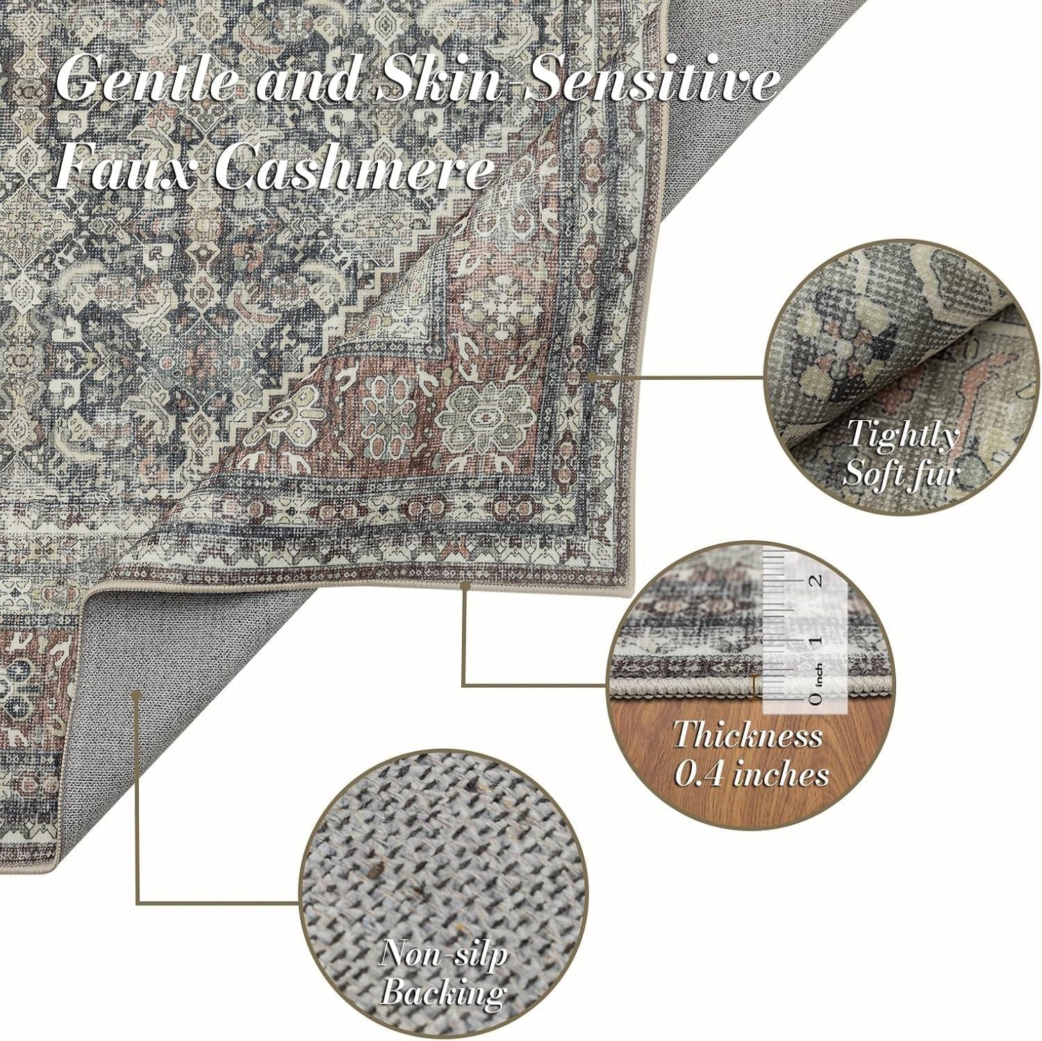 Christmas 6×40ft Machine Washable Modern Design Non-Slip Rubberback Traditional Runner Rug for Hallway, Kitchen, Bedroom, Entryway