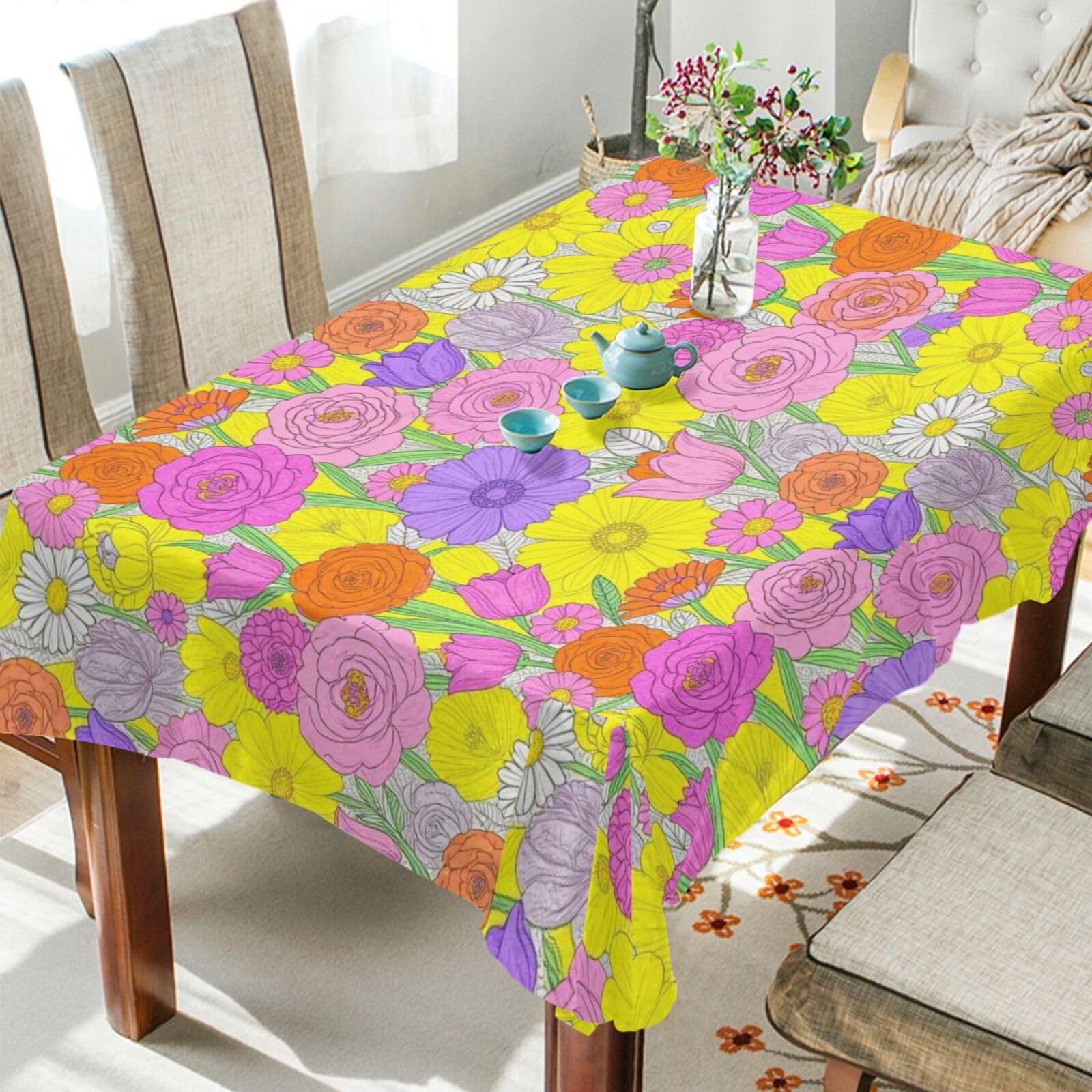 Nappe carrée résistante aux taches rose vif FRODOTGV pour table