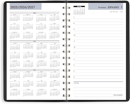 AT-A-GLANCE 2026 Appointment Book Planner, Daily, 5 x 8, Small, Hourly, DayMinder, Black (SK440026)
