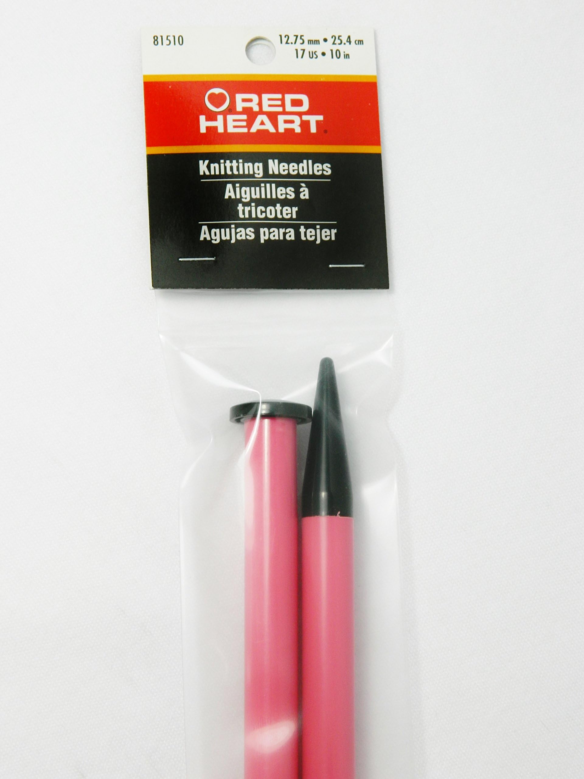 Red Heart Size 17 Knitting Needles (12.75mm) 10" Long - Single Point - Pink