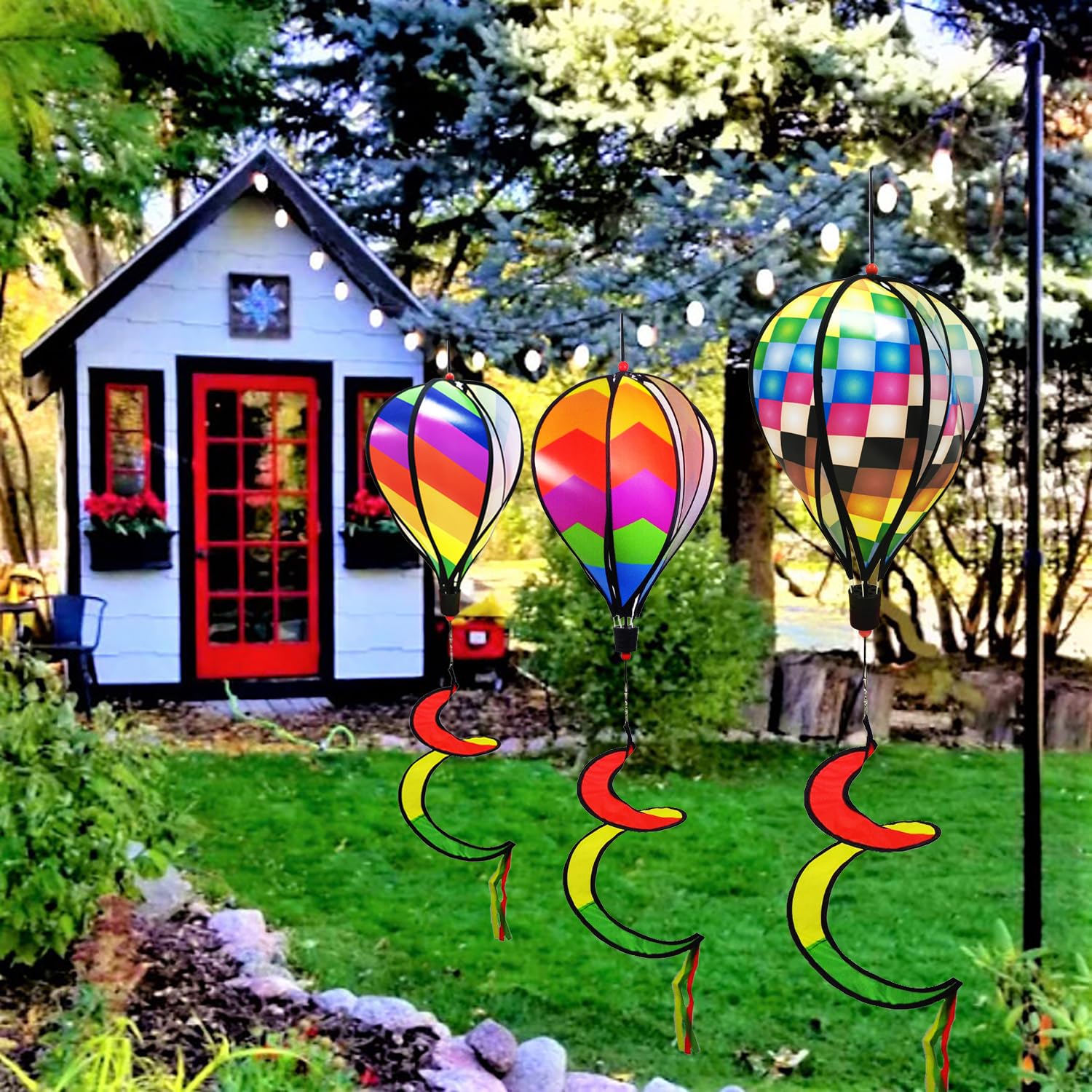 3 szt. 130 cm balon na gorące powietrze spinner wiatr tęczowy ogród wiatraczki wirujący spinner wiatr wiatrak w paski tęczowy worek na wiatr obracające się cekiny twister wisząca dekoracja