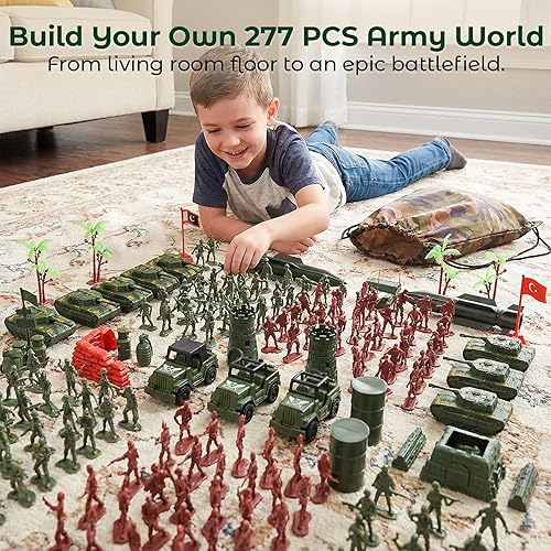 Miniatura 2 de AMOR PRESENT Juego militar de 277 piezas para hombres del ejército, juguetes de hombres del ejército para niños de 8 a 12, juego de soldado militar,
