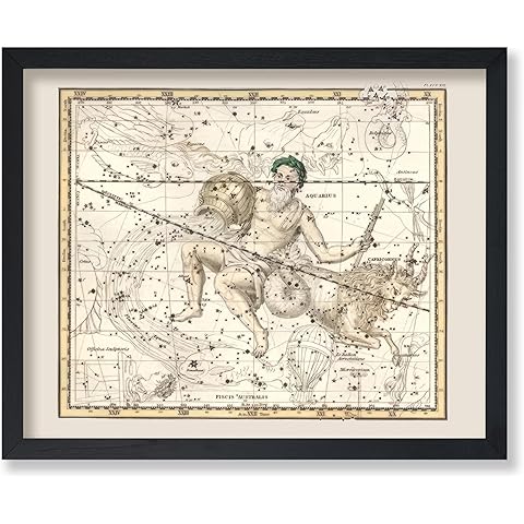 Monem Art Capricorn & Aquarius Zodiac Sign Poster, 8x10 Unframed Art Print, Great Vintage Zodiac Poster, Astrology and Aptitude Vintage Home Wall Decor for Astrology Enthusiasts