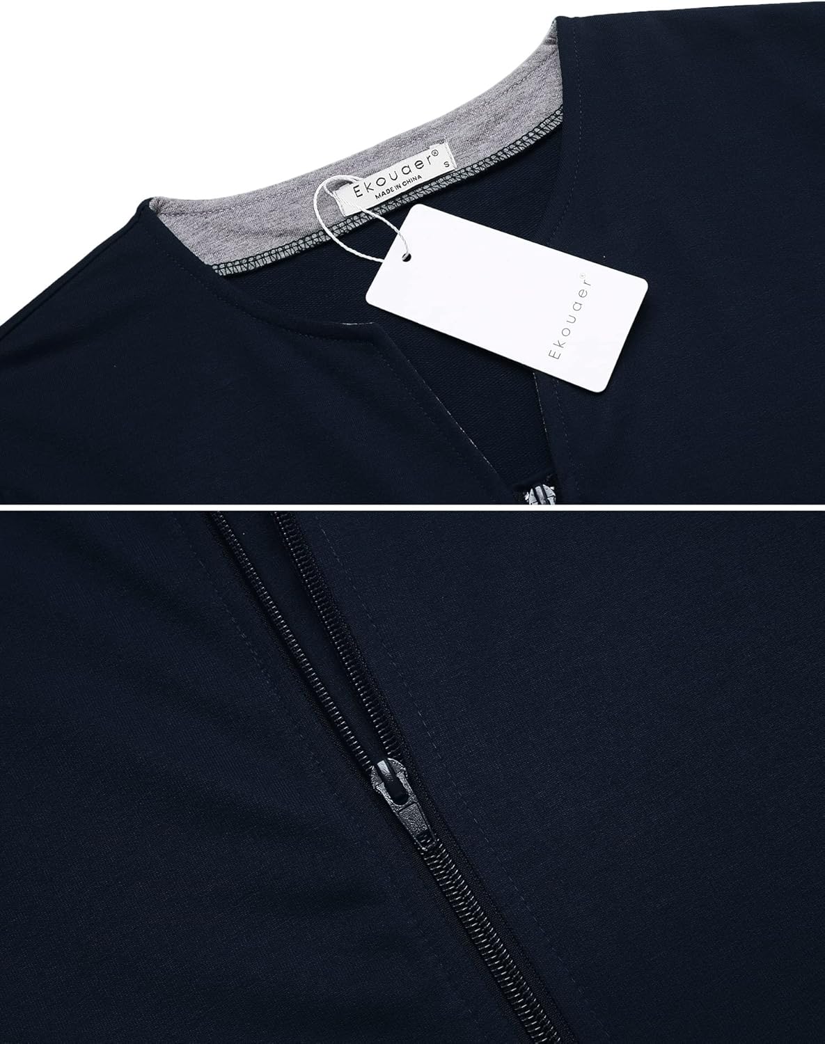 Ekouaer Women Zipper Robe 3/4 Sleeves Loungewear Dress Full Length Sleepwear Pockets Housecoat Nightgown Long Bathrobe - Image 7